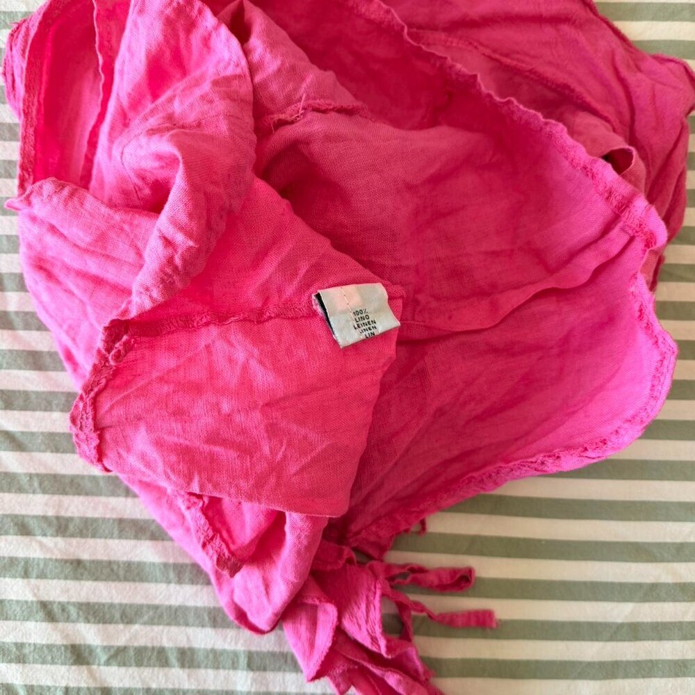 Adorable 100 Linen Pink Ruffle 5 E 0 F - Picture 7 of 7
